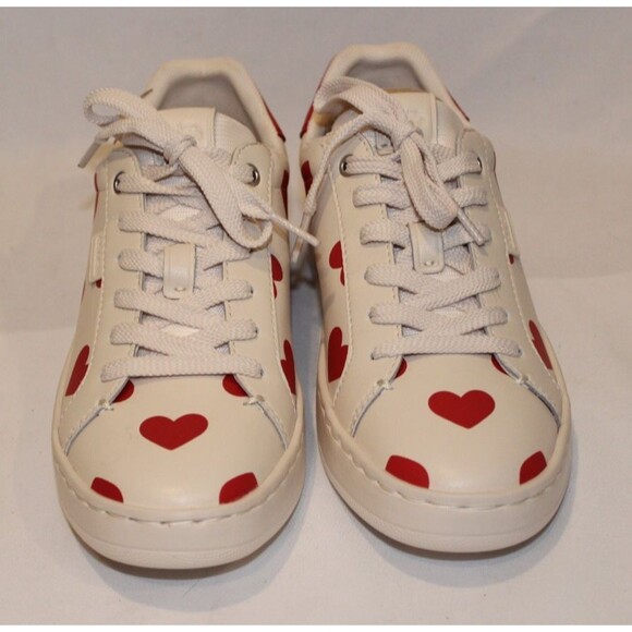 COACH WOMEN'S LOWLINE VALENTINE'S LEATHER HEART SNEAKERS WHITE RED SZ 6 NIB - Picture 6 of 8